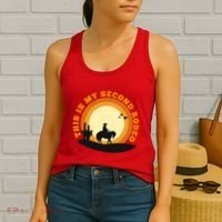 Funny Sarcastic Western This Is My Second Rodeo Cowboy Women's Tank Top thumb 2