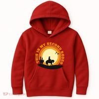 Funny Sarcastic Western This Is My Second Rodeo Cowboy Kids Hoodie thumb 0