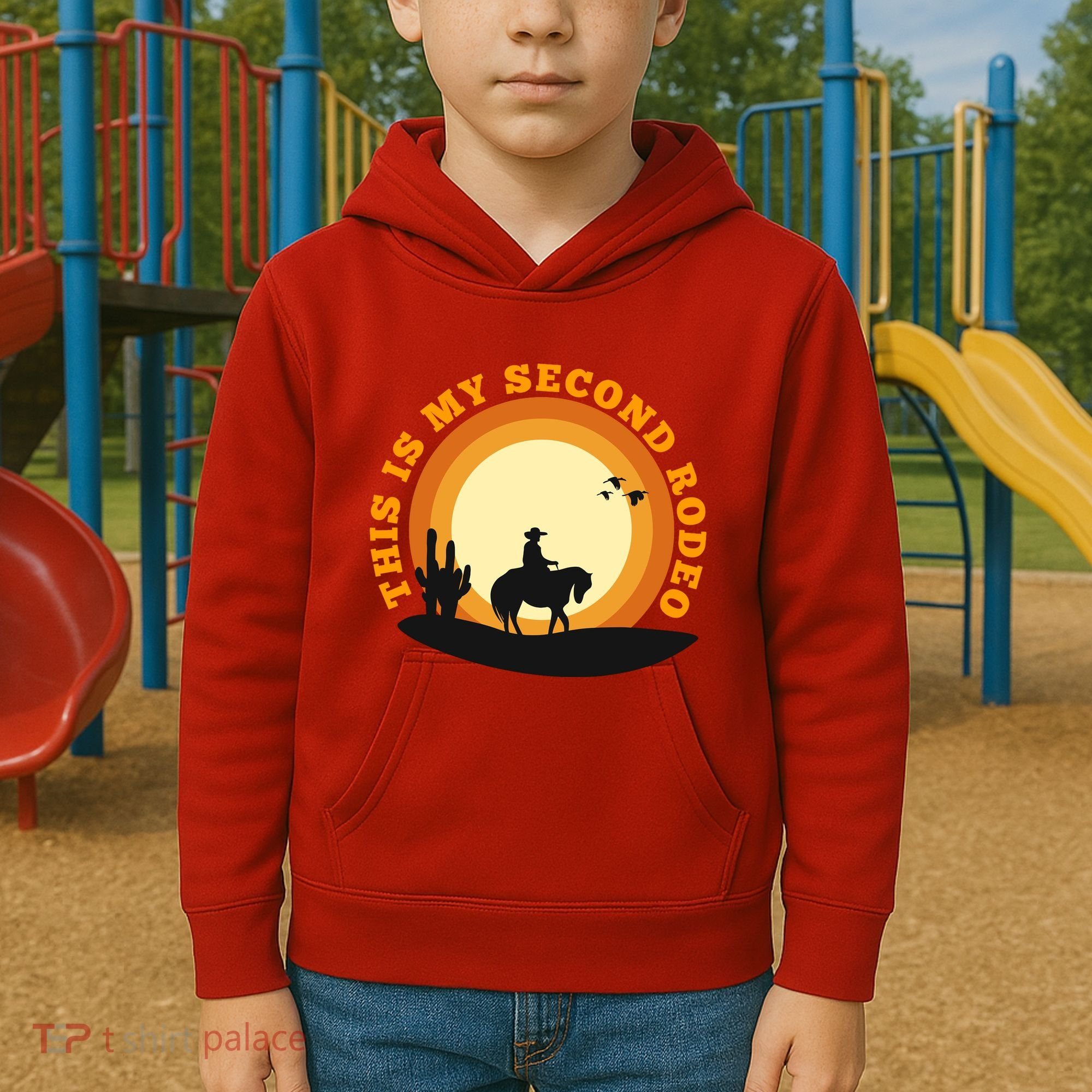 Funny Sarcastic Western This Is My Second Rodeo Cowboy Kids Hoodie