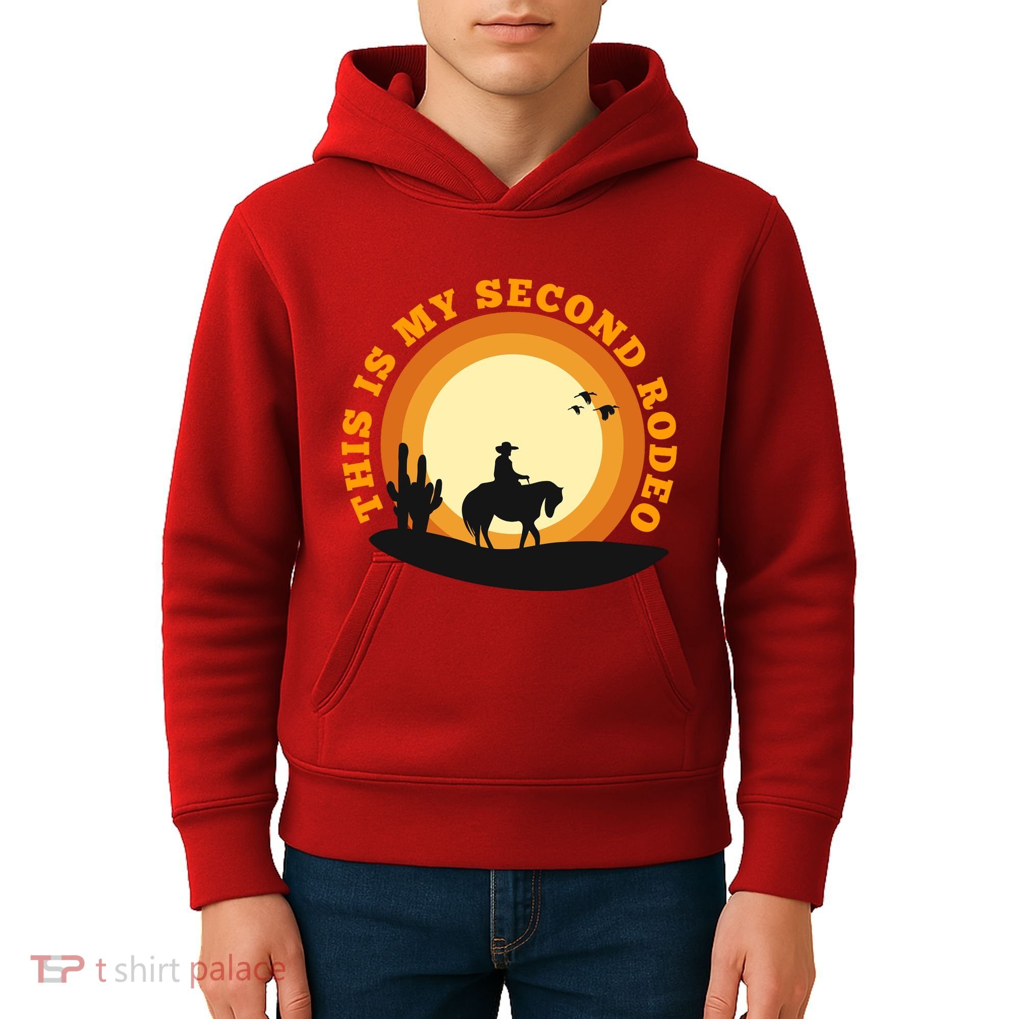 Funny Sarcastic Western This Is My Second Rodeo Cowboy Kids Hoodie