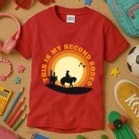 Funny Sarcastic Western This Is My Second Rodeo Cowboy Kids T-Shirt thumb 3