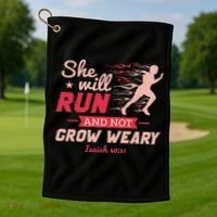 Funny She Will Run Xc Cross Country Running Gift Women Golf Towel thumb 1