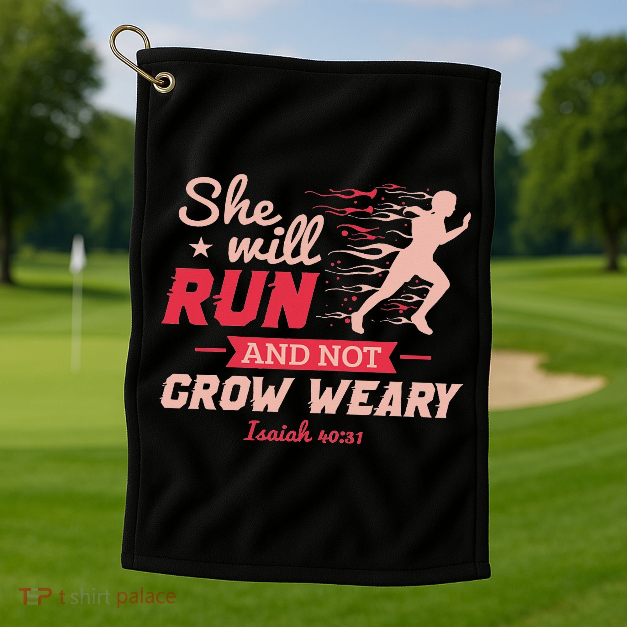 Funny She Will Run Xc Cross Country Running Gift Women Golf Towel