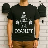 Funny Skeleton Weight Lifting Workout T-Shirt thumb 6