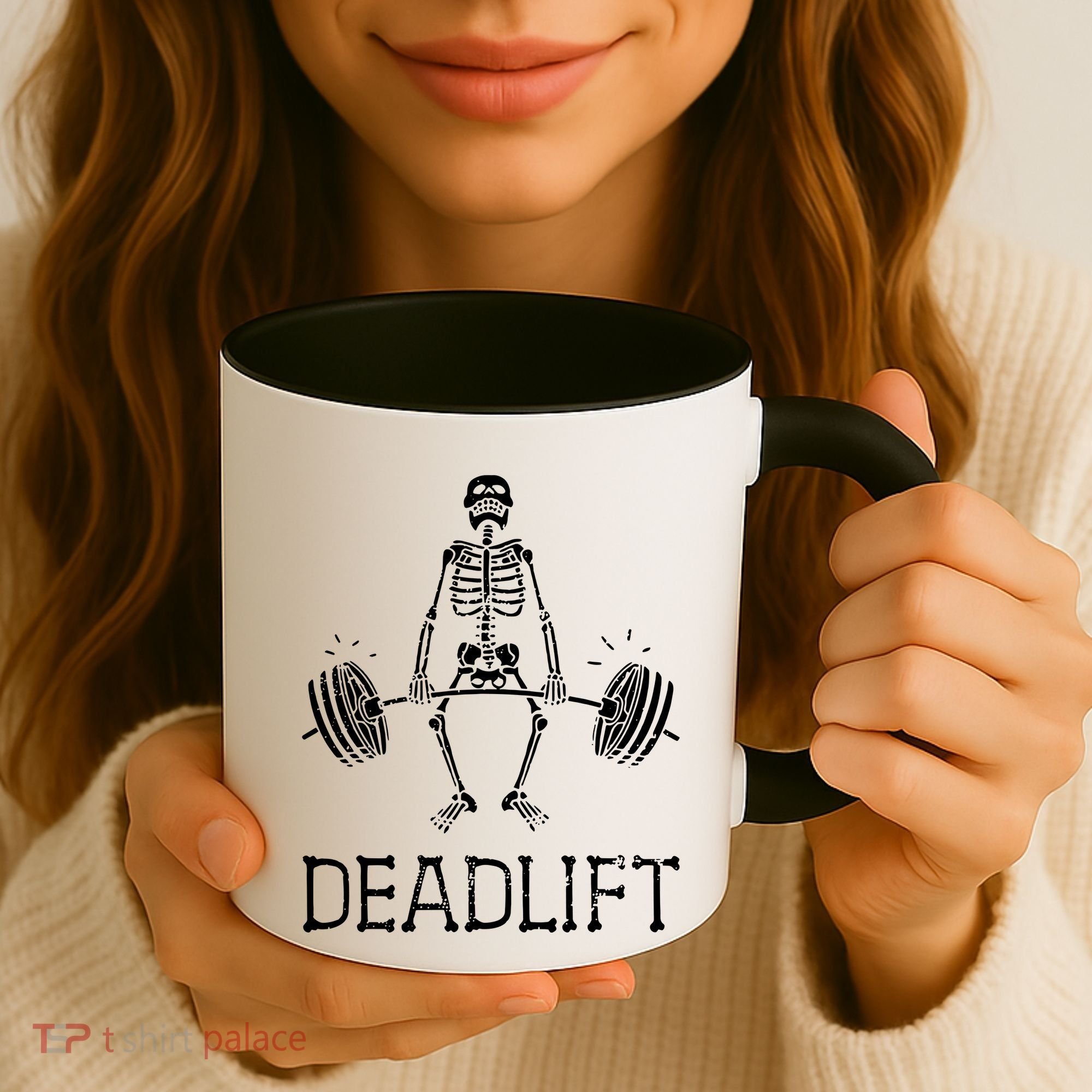 Funny Skeleton Weight Lifting Workout Coffee Mug