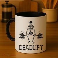 Funny Skeleton Weight Lifting Workout Coffee Mug thumb 4