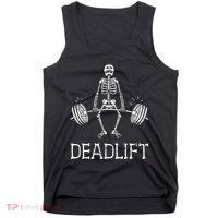 Funny Skeleton Weight Lifting Workout Tank Top thumb 0