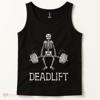 Funny Skeleton Weight Lifting Workout Tank Top thumb 2