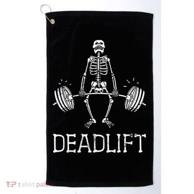 Funny Skeleton Weight Lifting Workout Golf Towel