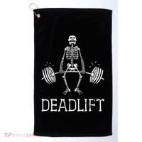 Funny Skeleton Weight Lifting Workout Golf Towel thumb 0