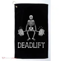 Funny Skeleton Weight Lifting Workout Golf Towel thumb 0