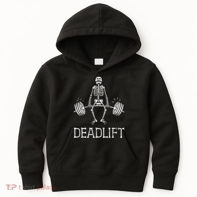 Funny Skeleton Weight Lifting Workout Kids Hoodie