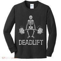 Funny Skeleton Weight Lifting Workout Kids Long Sleeve Shirt thumb 0