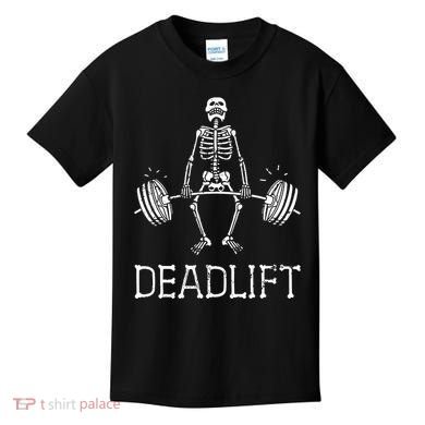 Funny Skeleton Weight Lifting Workout Kids T-Shirt