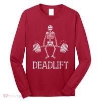 Funny Skeleton Weight Lifting Workout Long Sleeve Shirt thumb 0