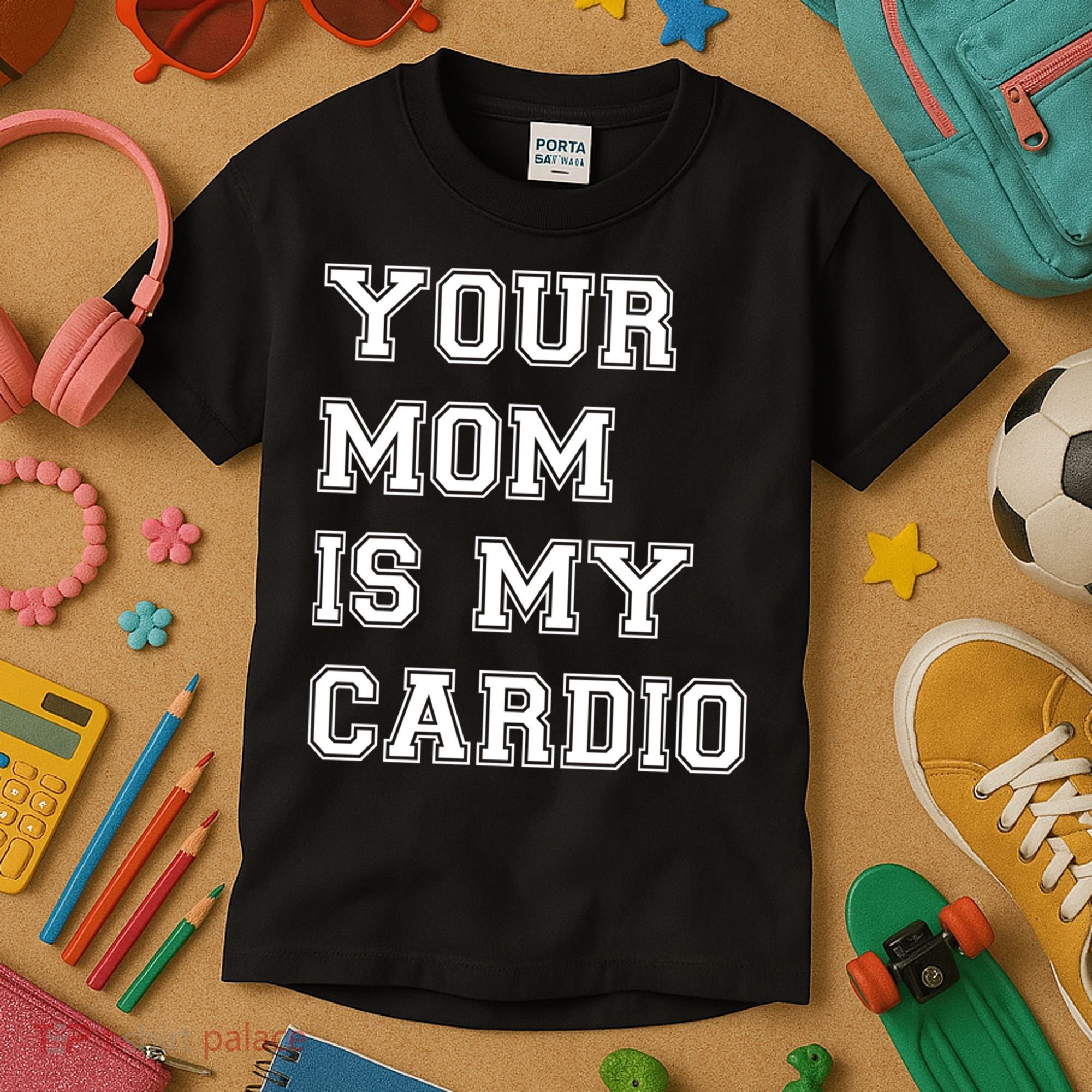 Funny Sarcastic Workout Tee Your Mom Is My Cardio Gift Kids T-Shirt