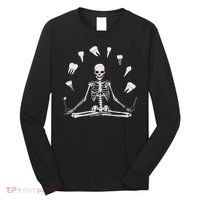 Funny Skeleton Yoga Dental Hygienist Tooth Dentist Halloween Long Sleeve Shirt thumb 0