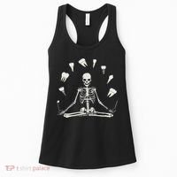 Funny Skeleton Yoga Dental Hygienist Tooth Dentist Halloween Women's Tank Top thumb 0