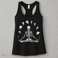 Funny Skeleton Yoga Dental Hygienist Tooth Dentist Halloween Women's Tank Top thumb 3