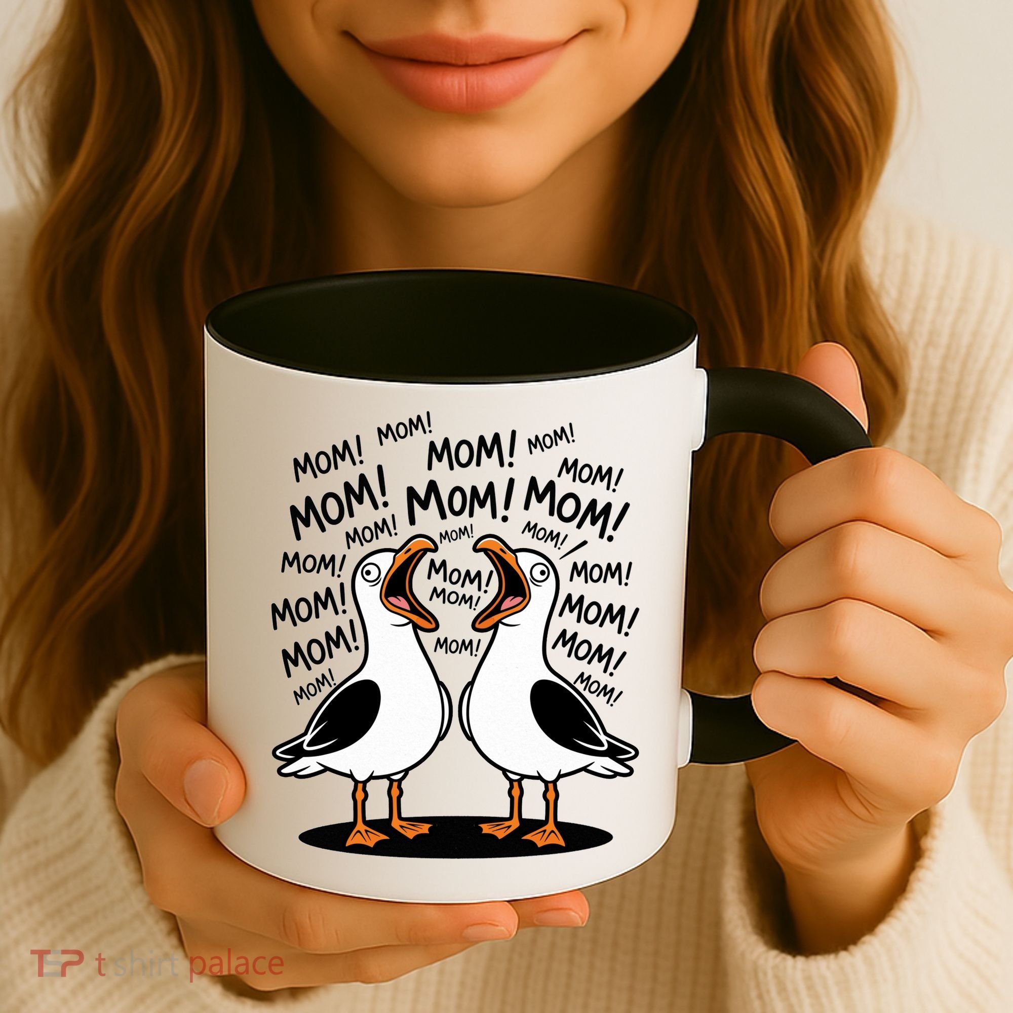 Funny Seagulls Yelling Mom Mother's Day Humor Coffee Mug