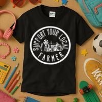 Funny Support Your Local Farmers Market Agriculture Kids T-Shirt thumb 3