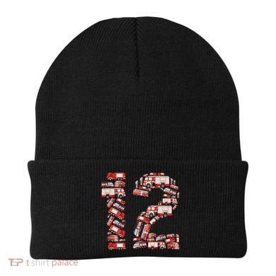 Fire Truck 12th Birthday  12 Years Old Firefighter Beanie