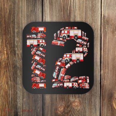 Fire Truck 12th Birthday  12 Years Old Firefighter Coaster