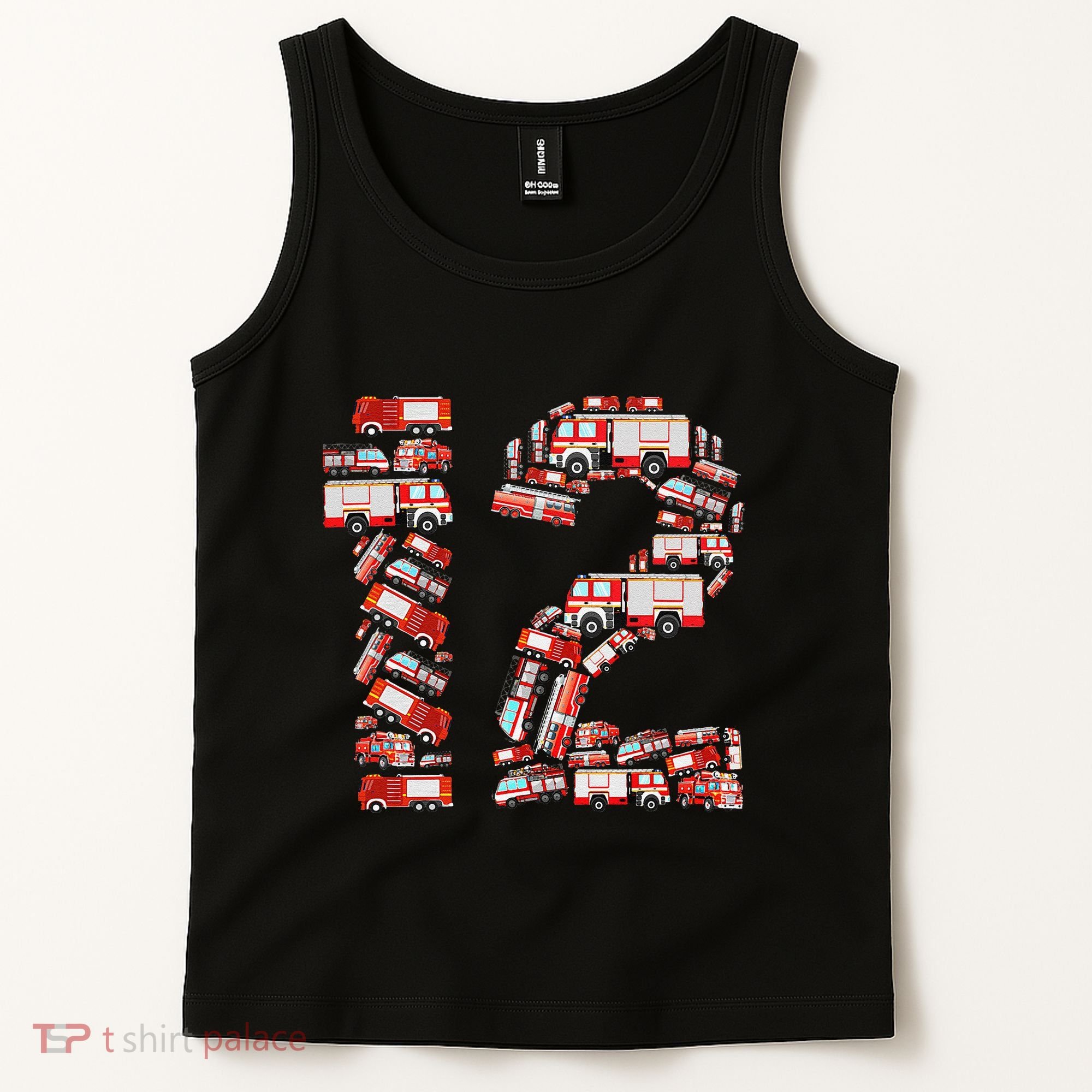 Fire Truck 12th Birthday  12 Years Old Firefighter Tank Top