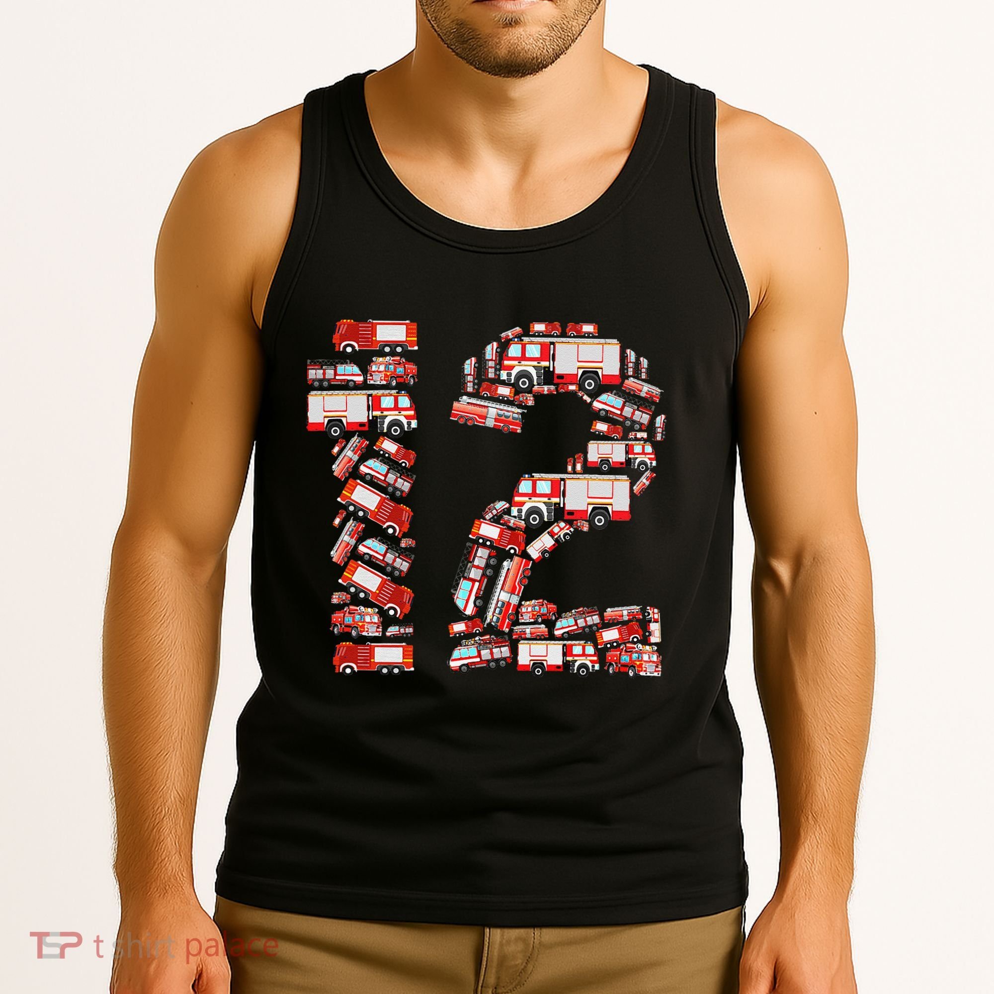 Fire Truck 12th Birthday  12 Years Old Firefighter Tank Top