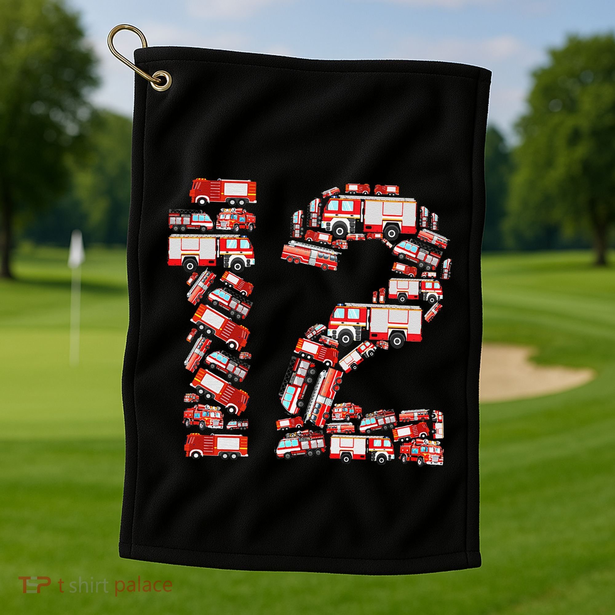 Fire Truck 12th Birthday  12 Years Old Firefighter Golf Towel