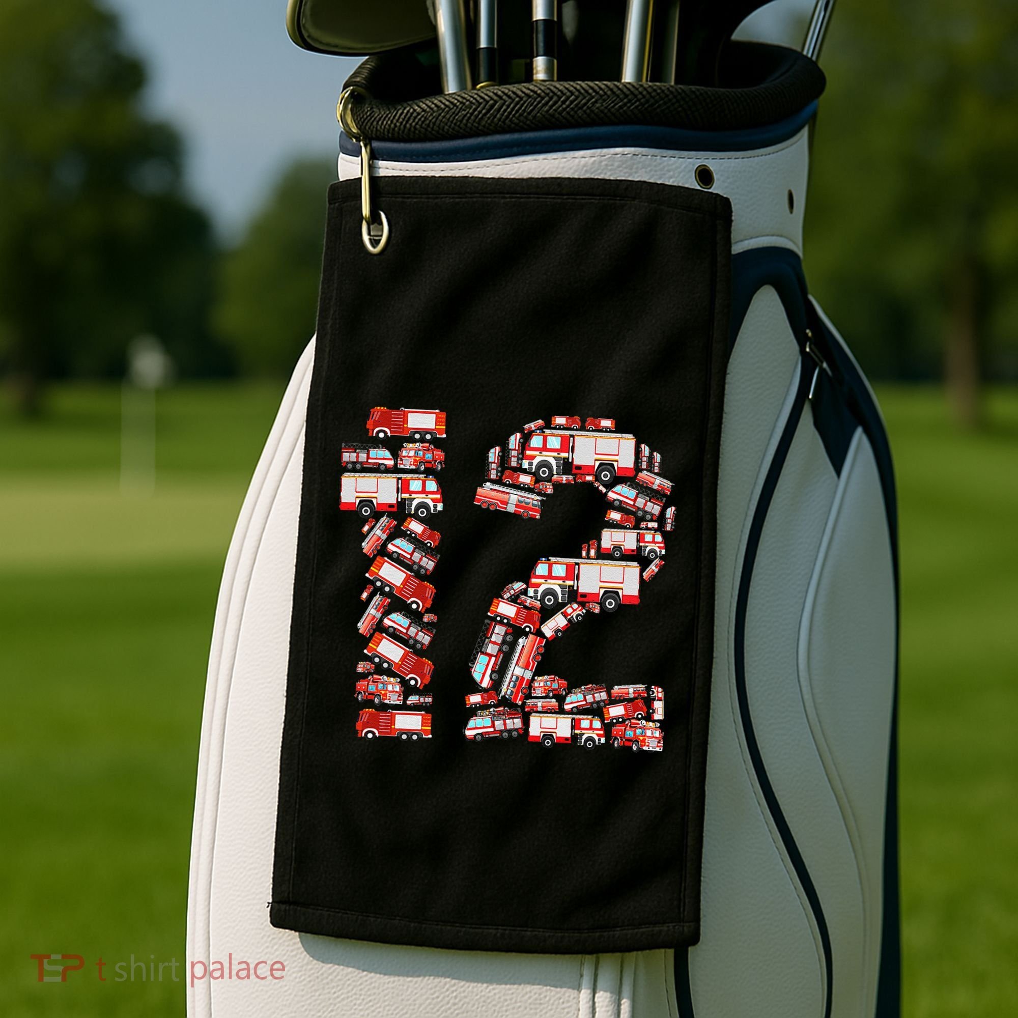 Fire Truck 12th Birthday  12 Years Old Firefighter Golf Towel