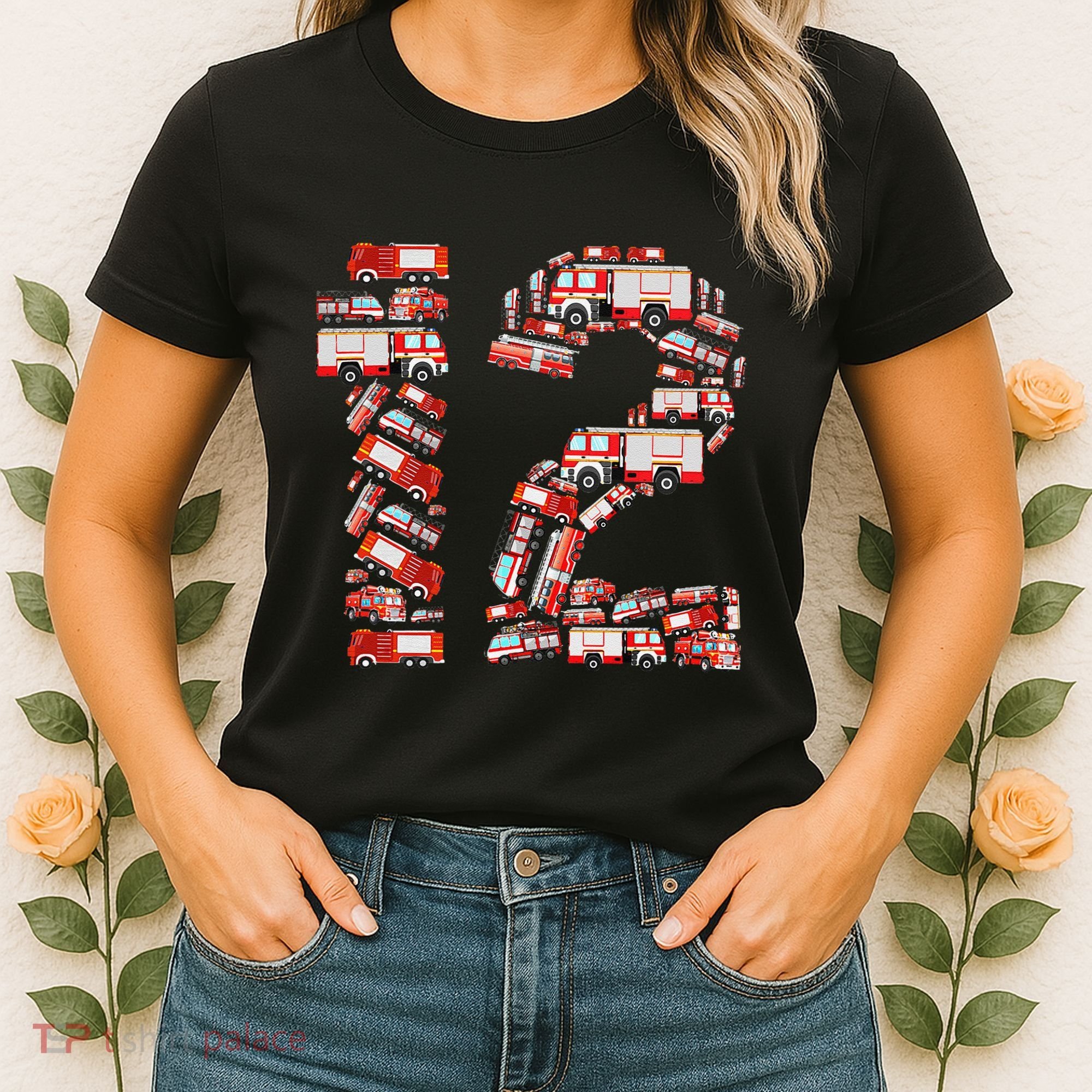 Fire Truck 12th Birthday  12 Years Old Firefighter Women's T-Shirt