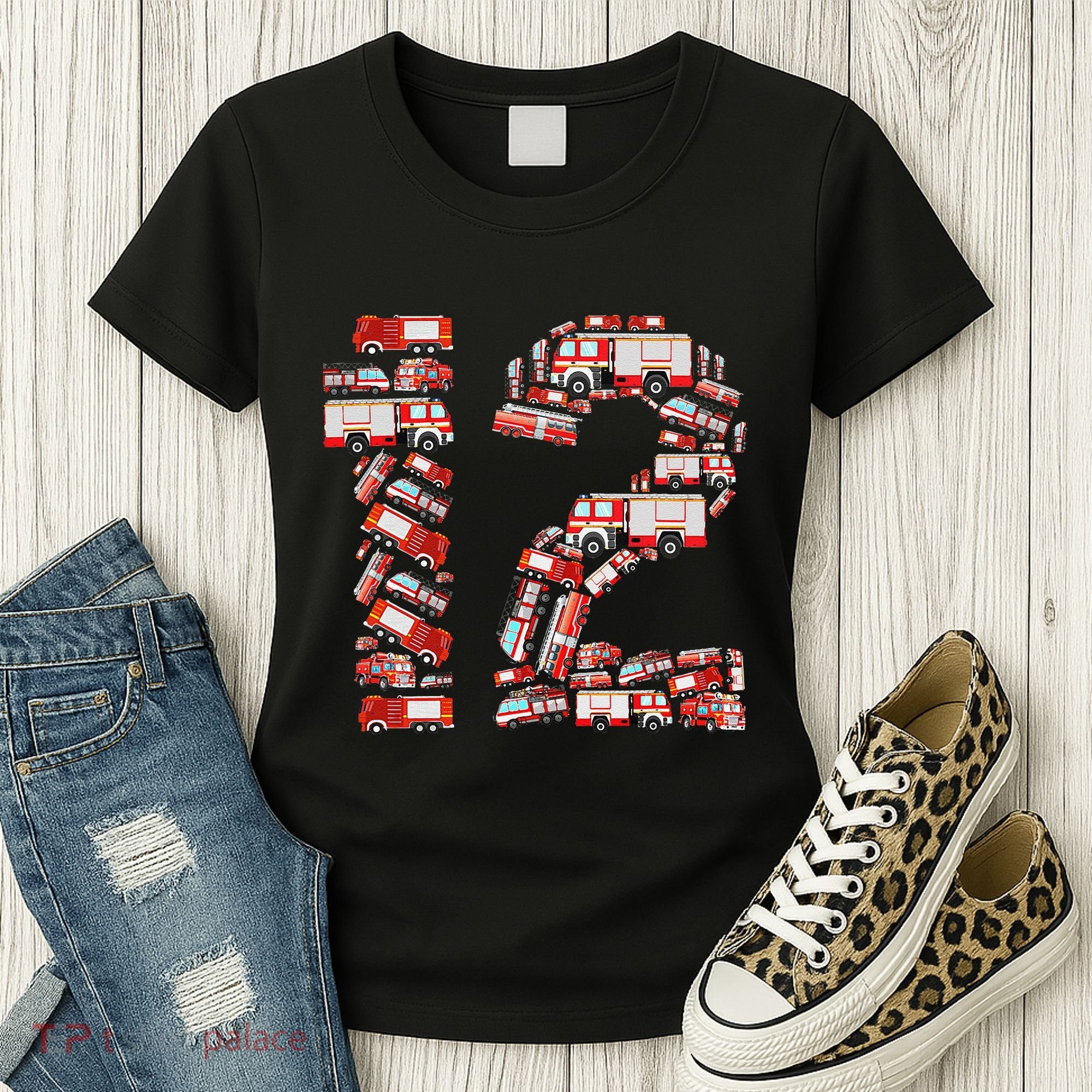 Fire Truck 12th Birthday  12 Years Old Firefighter Women's T-Shirt