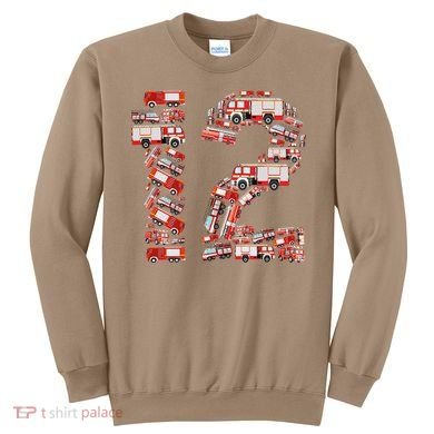 Fire Truck 12th Birthday  12 Years Old Firefighter Sweatshirt