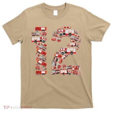 Fire Truck 12th Birthday  12 Years Old Firefighter T-Shirt