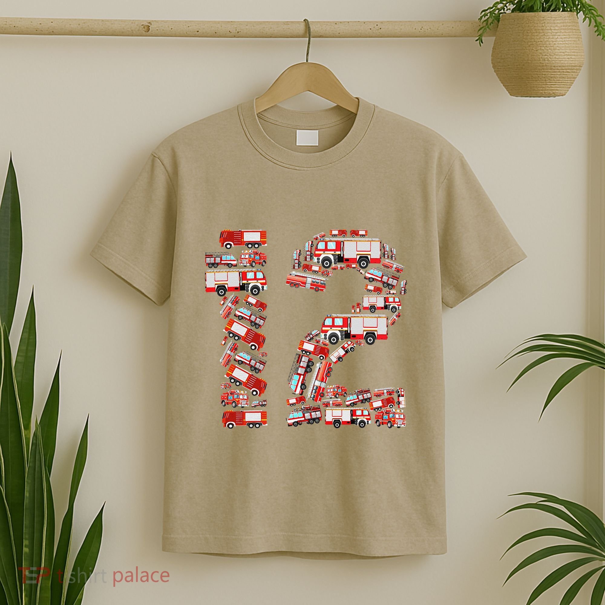 Fire Truck 12th Birthday  12 Years Old Firefighter T-Shirt