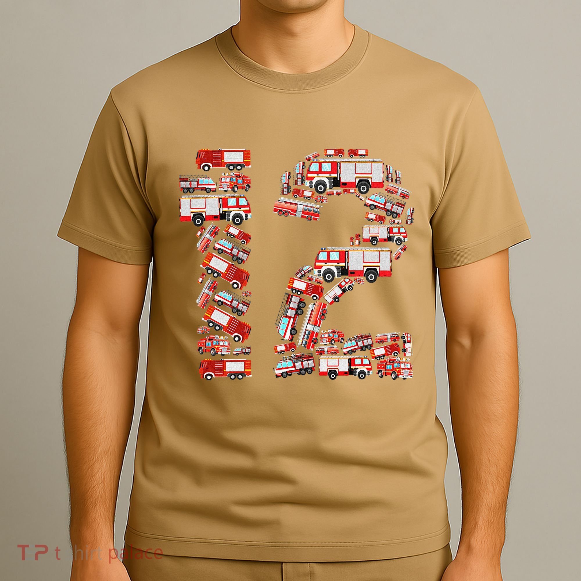 Fire Truck 12th Birthday  12 Years Old Firefighter T-Shirt