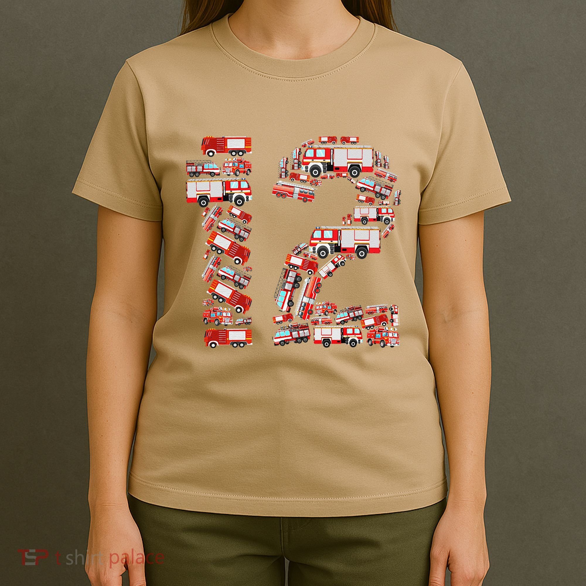 Fire Truck 12th Birthday  12 Years Old Firefighter T-Shirt
