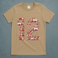 Fire Truck 12th Birthday  12 Years Old Firefighter T-Shirt thumb 5
