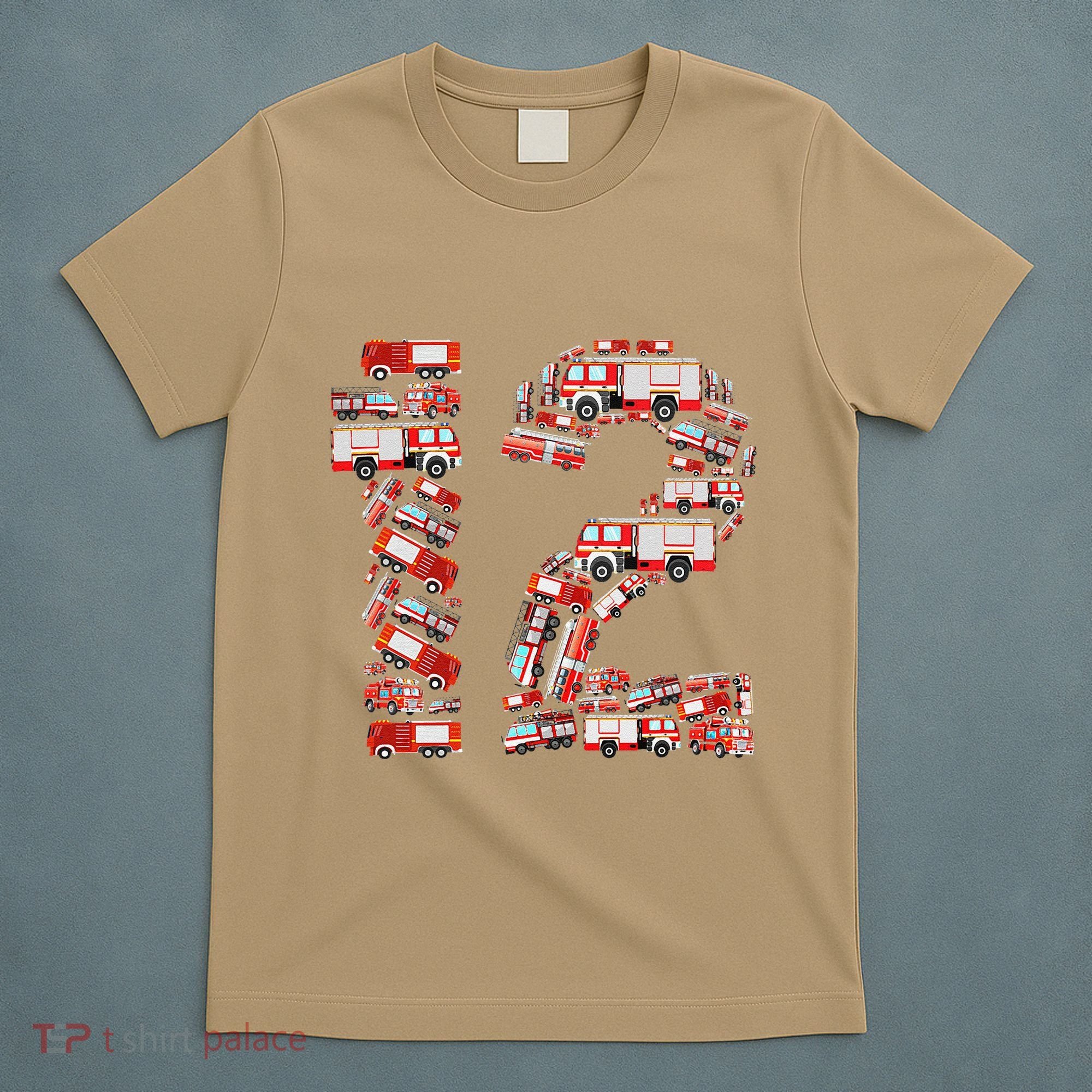 Fire Truck 12th Birthday  12 Years Old Firefighter T-Shirt