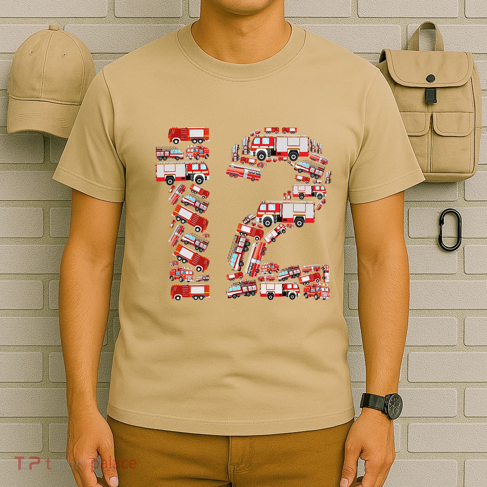 Fire Truck 12th Birthday  12 Years Old Firefighter T-Shirt