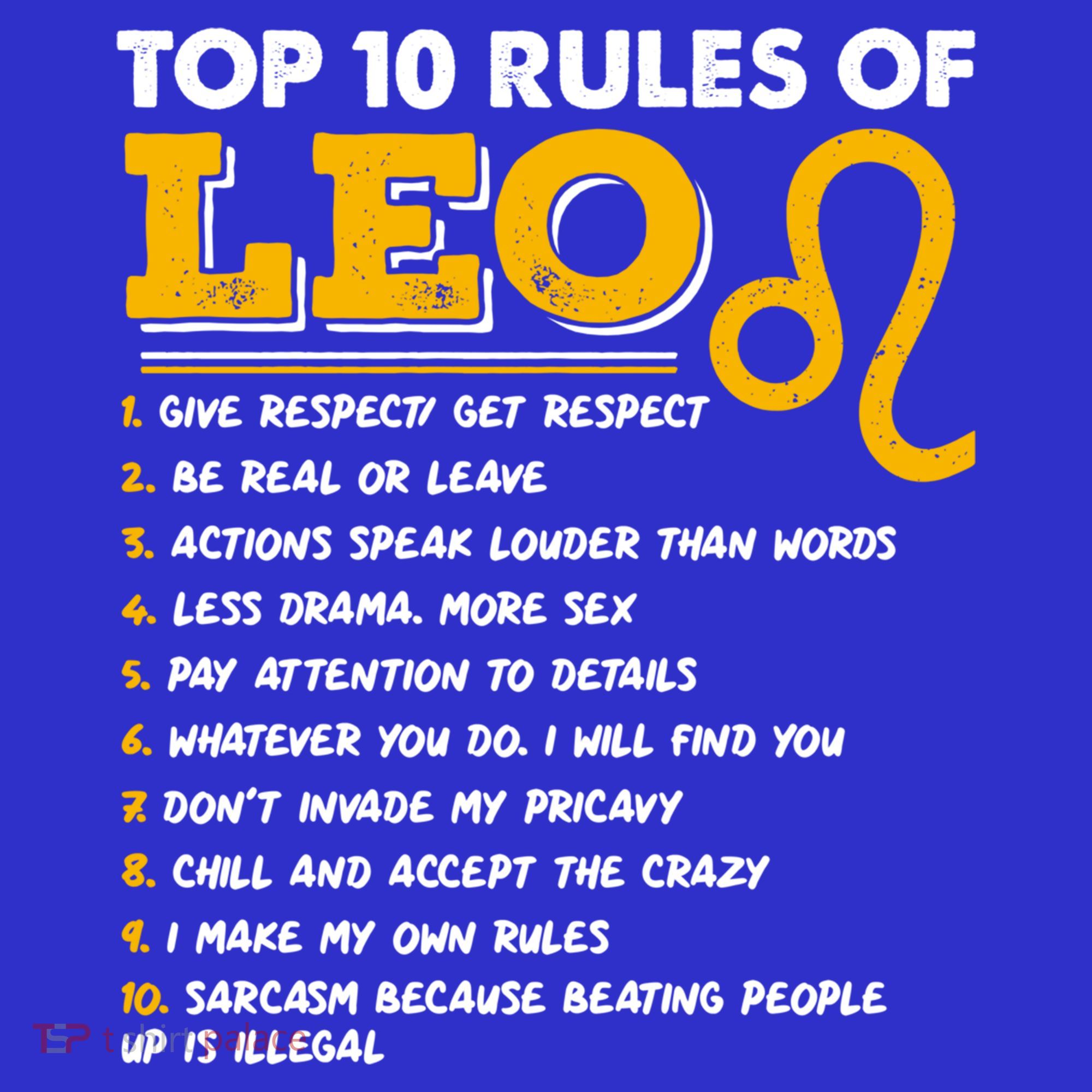 Funny Top 10 Rules Of Leo Leo Zodiac Birthday Leo Zodiac Cool Gift Polo