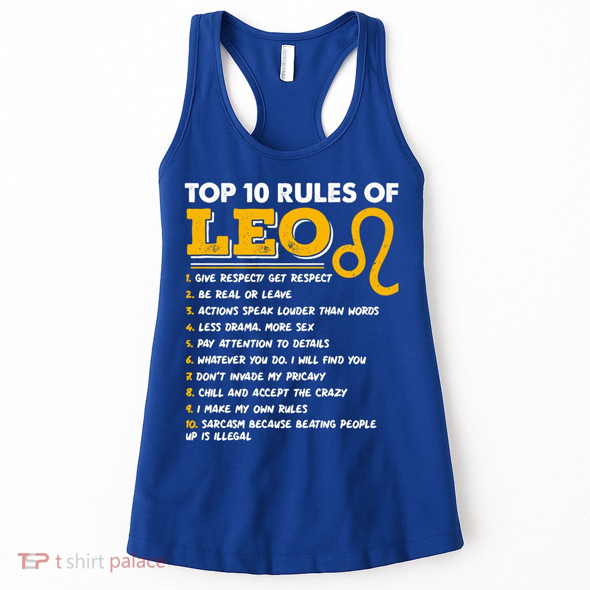 Funny Top 10 Rules Of Leo Leo Zodiac Birthday Leo Zodiac Cool Gift Women's Tank Top