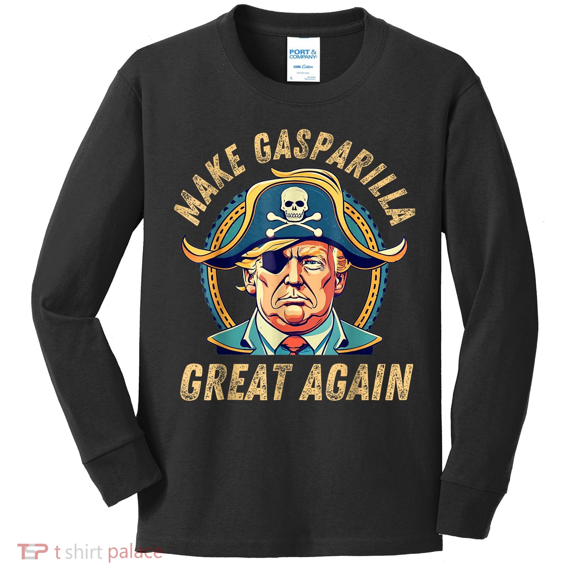 Funny Trump 2024 Make Gasparilla Great Again Gasparilla Kids Long Sleeve Shirt