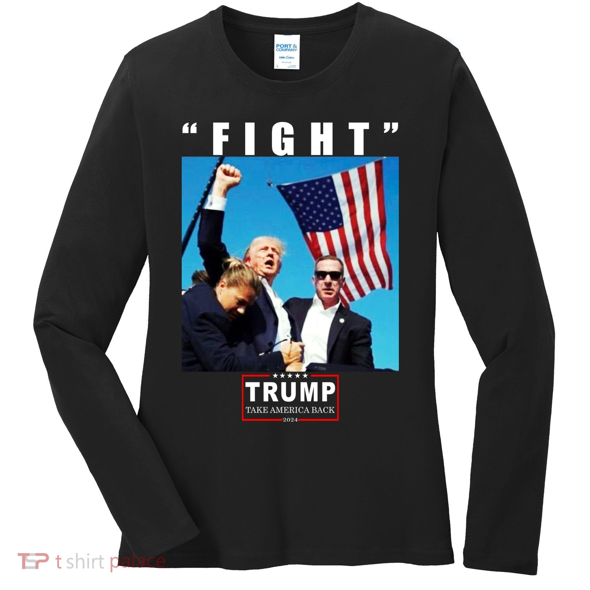 Fight Trump 2024 Take America Back Pennsylvania Rally Shooting Women's Long Sleeve Shirt