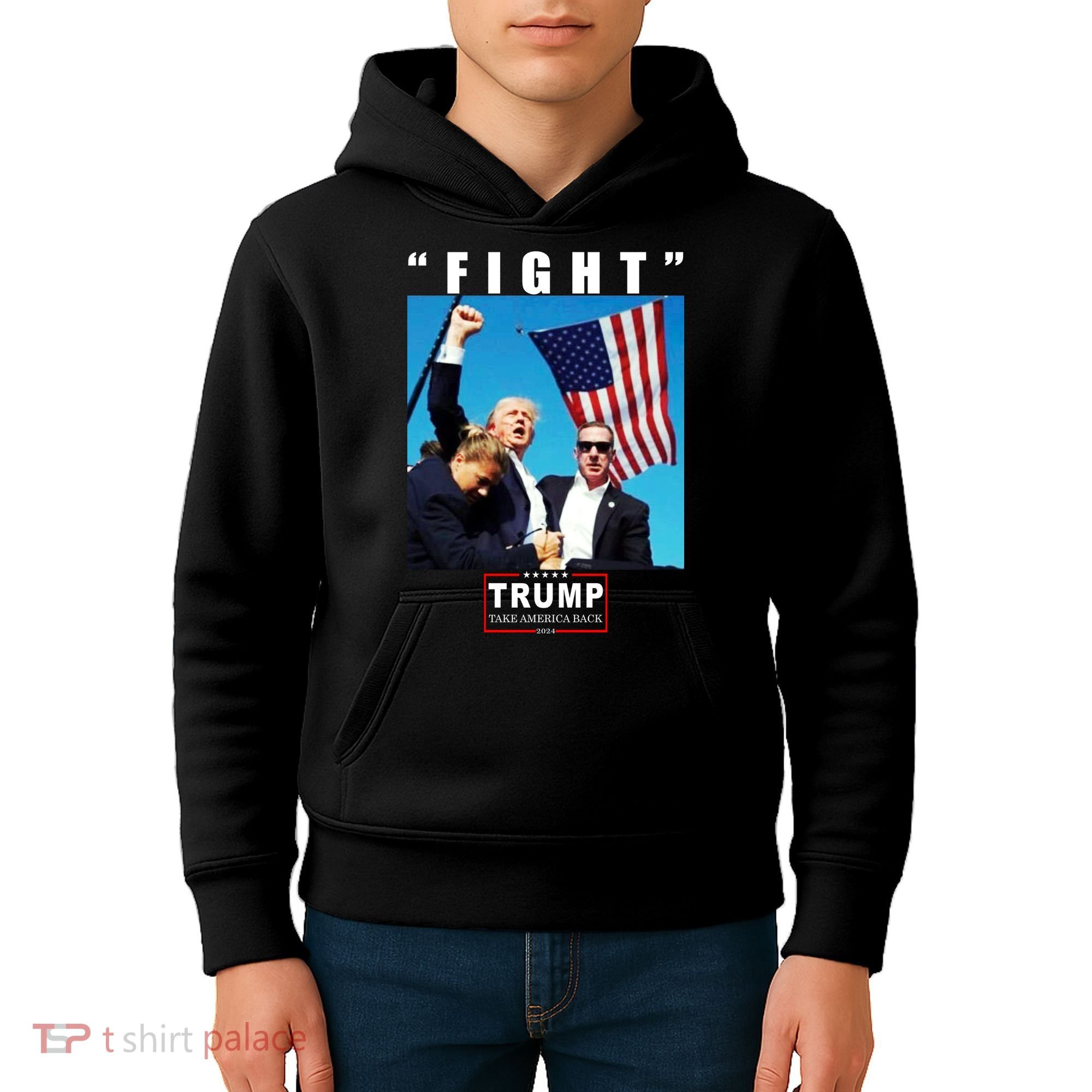 Fight Trump 2024 Take America Back Pennsylvania Rally Shooting Kids Hoodie