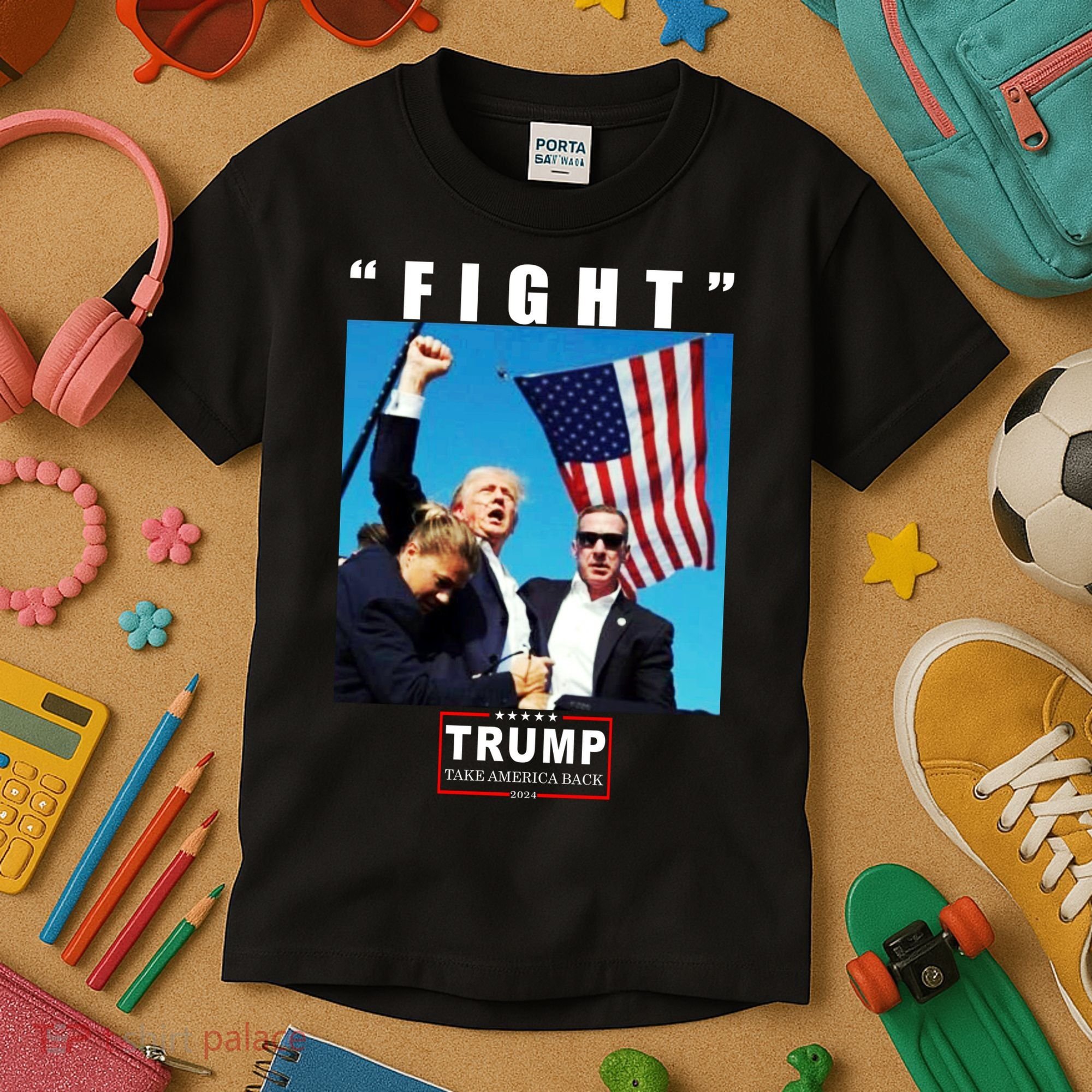 Fight Trump 2024 Take America Back Pennsylvania Rally Shooting Kids T-Shirt