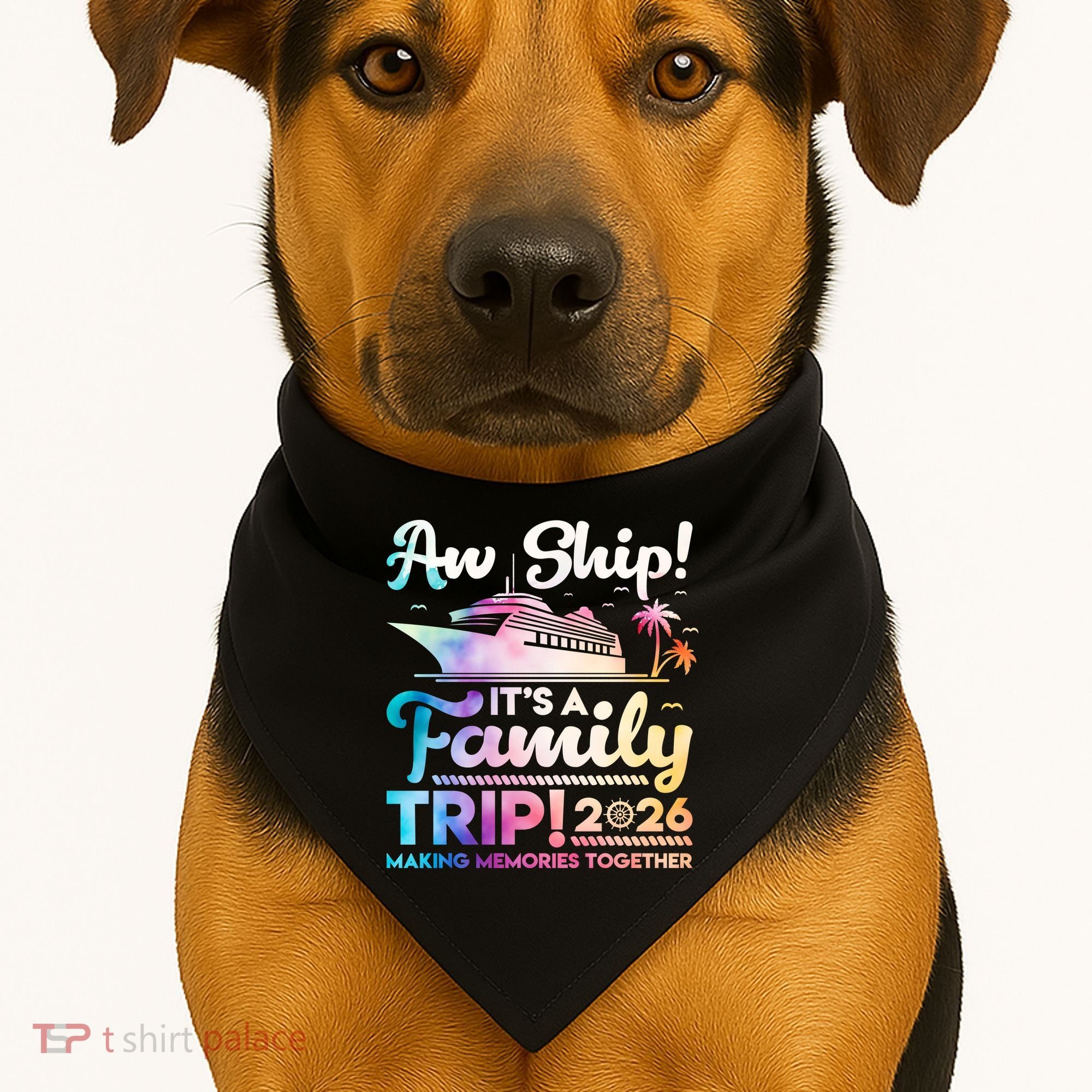 Aw Ship Family Trip 2026 Cruise Vacation USA-Made Doggie Bandana
