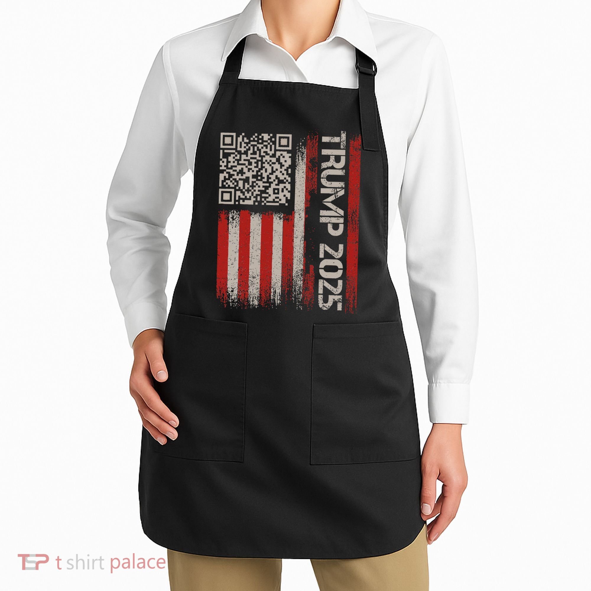 Funny Trump 2025 Qr 4547 Dancing Code Usa Flag We The Apron