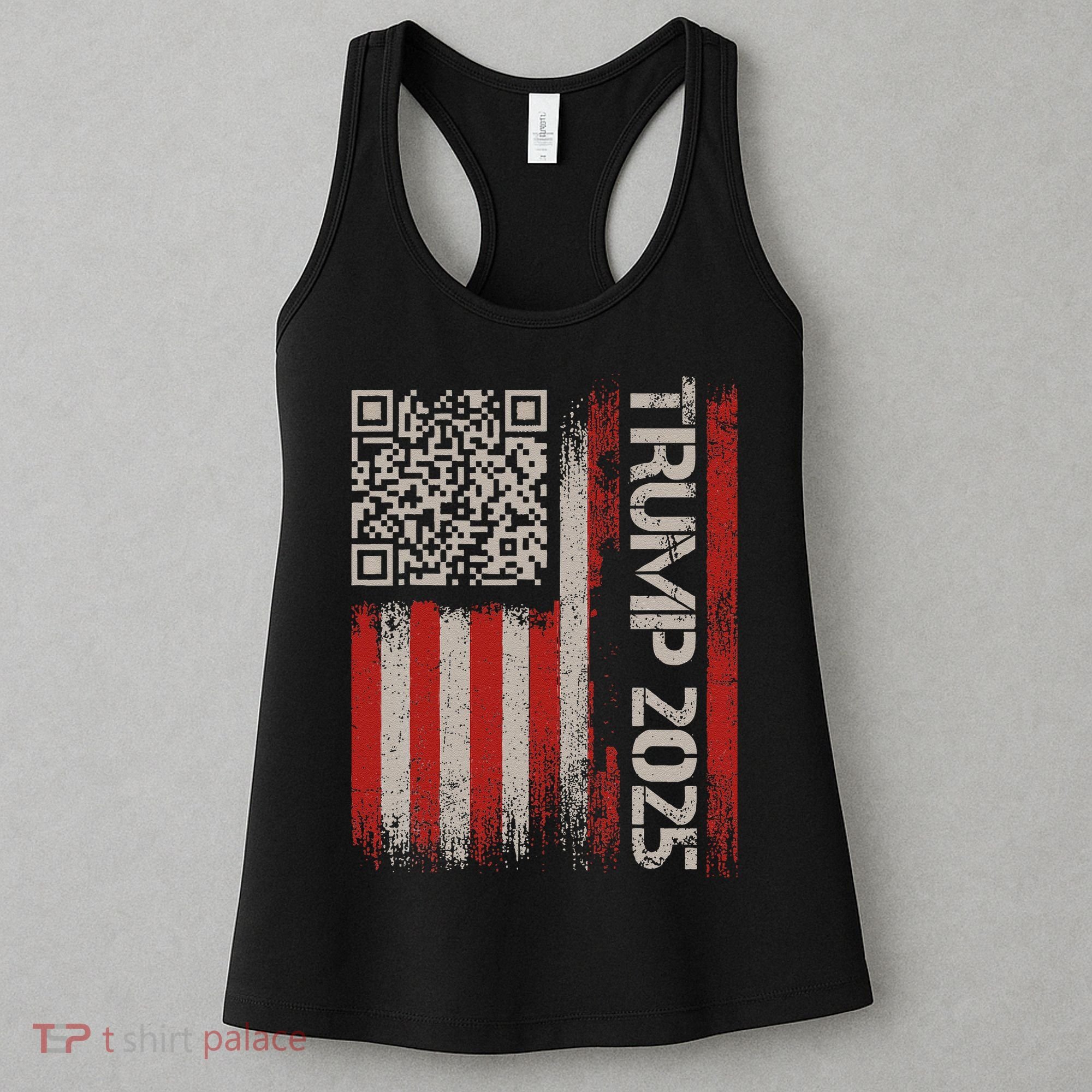Funny Trump 2025 Qr 4547 Dancing Code Usa Flag We The Women's Tank Top